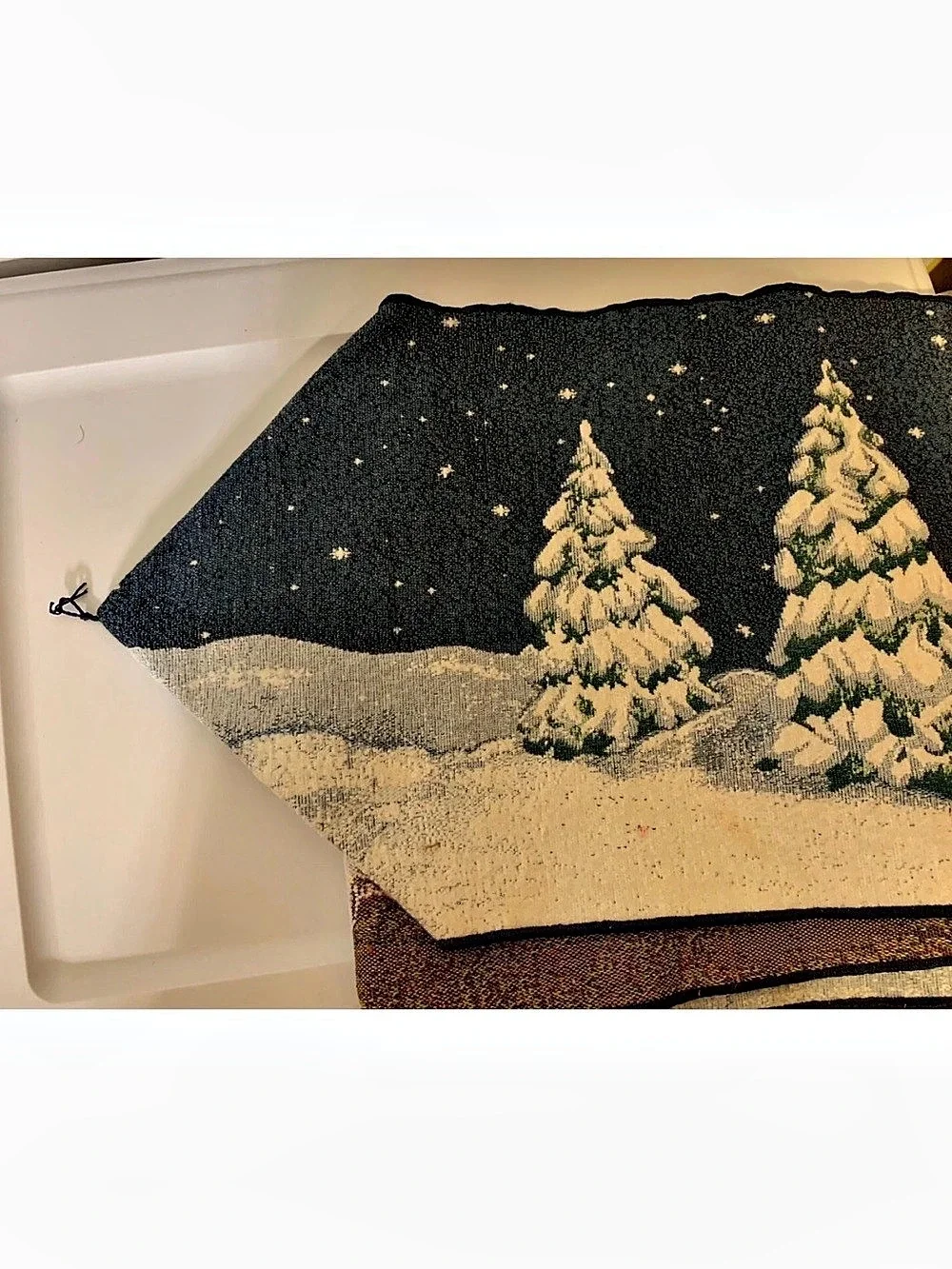 VTG Tapestry Christmas Table Runner Come All Ye Faithful Sandi Gore Evans Snow